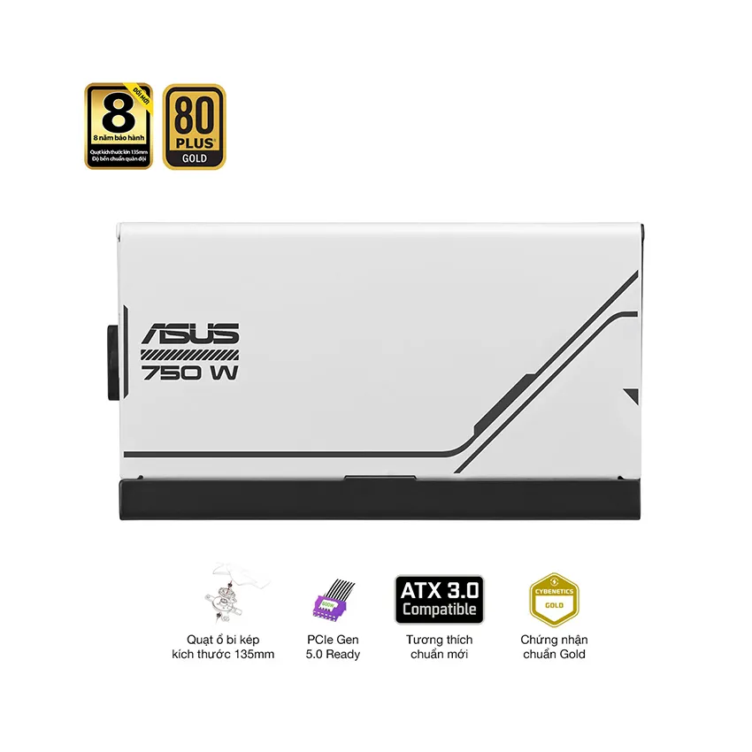 Nguồn Asus AP-750G(80PlusGOLD/ATX 3.0/PCIe Gen 5.0 /Full Modular/Màu Trắng)